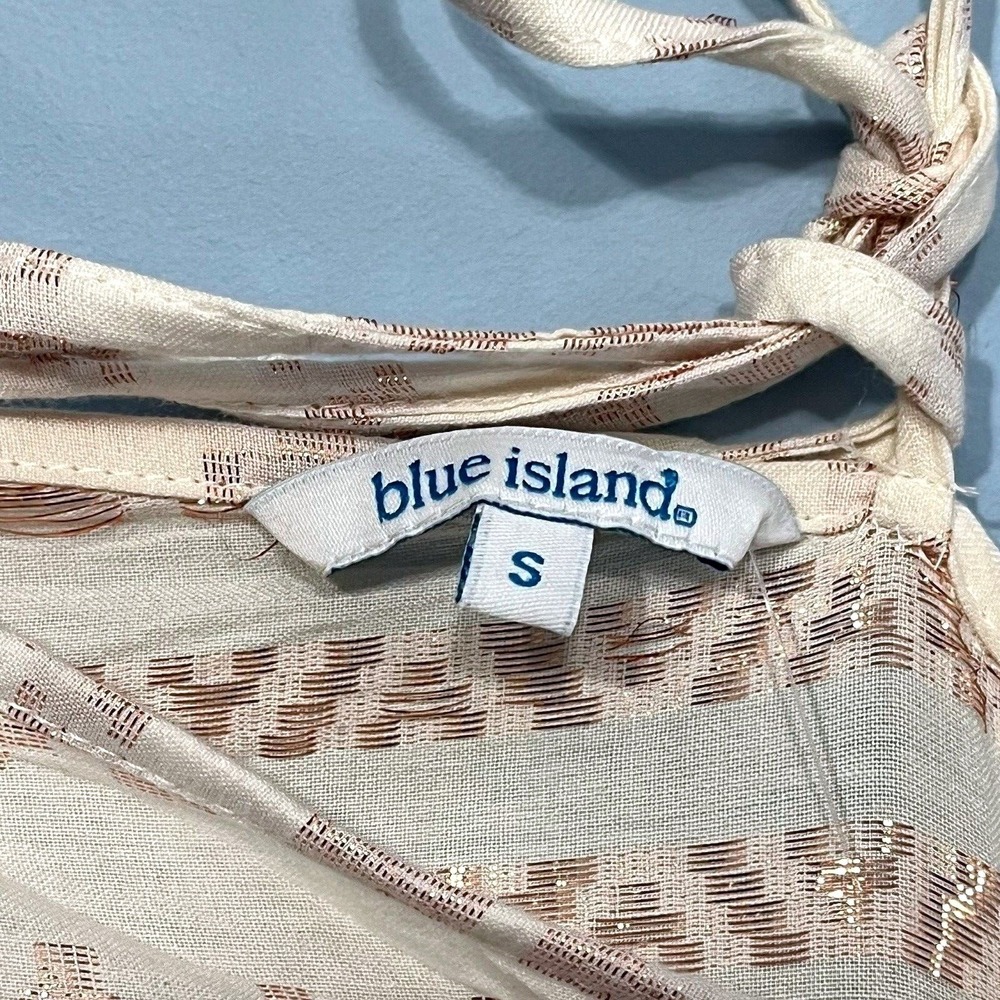 Blue Island Boho Babydoll Dress Size Small Peasant Coastal Beach Euro Summer - Picture 11 of 14